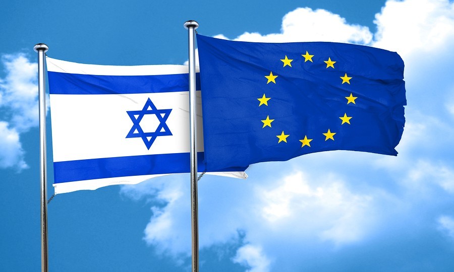 bigstock Israel flag with european unio 133849400