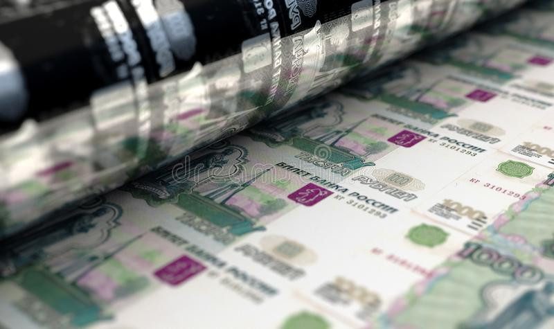 pechat russkih rublej konczeptualnoe izobrazhenie pokazyvayushhee list 162058910